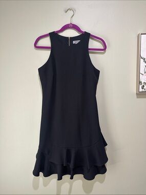 ☀️Chelsea28 Black Sleeveless Ruffle-Hem Mini Dress